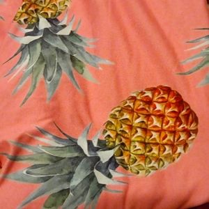 Pink Pineapple Print Short Dress Tunic with pockets